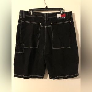 Mens 34 Tommy Hilfiger Denim Jean Shorts Black Big Flag Logo Vjntage